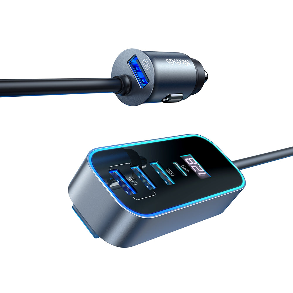Mcdodo 107W Digital Display 1C+4A PD Fast Car Charger with Extension Cord