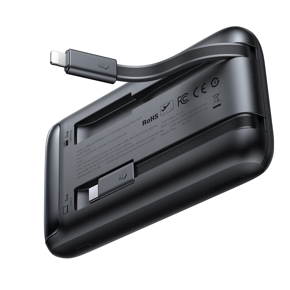 Mcdodo 33W Built-in Cables Digital Display 10000mAh Power Bank