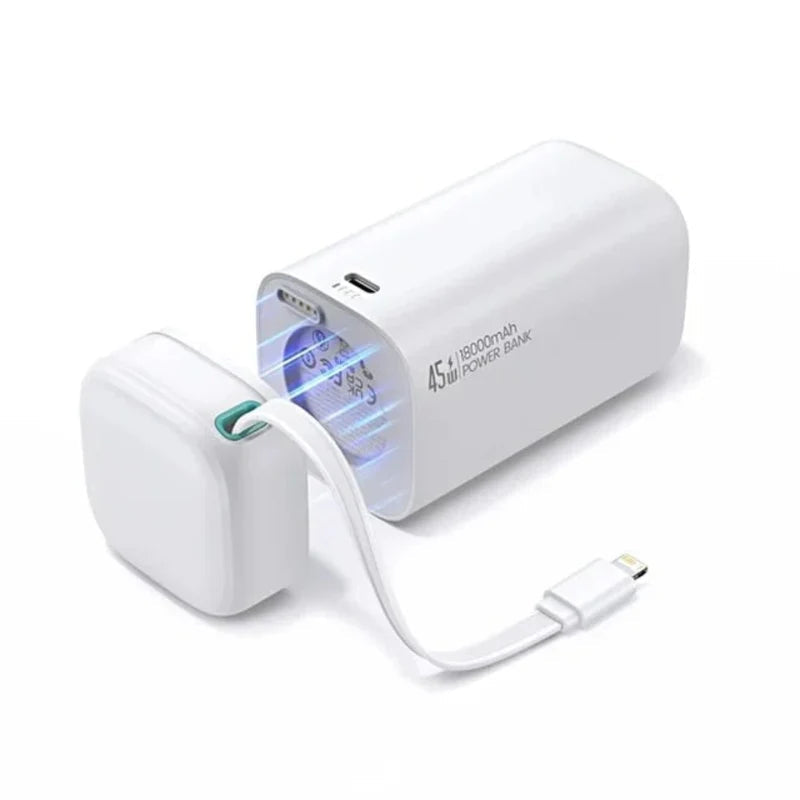 USAMS PD45W Dual Output Fast Charging Power Bank With Lightning Magnetic Retractable Cable Module-XMF Series 18000mAh