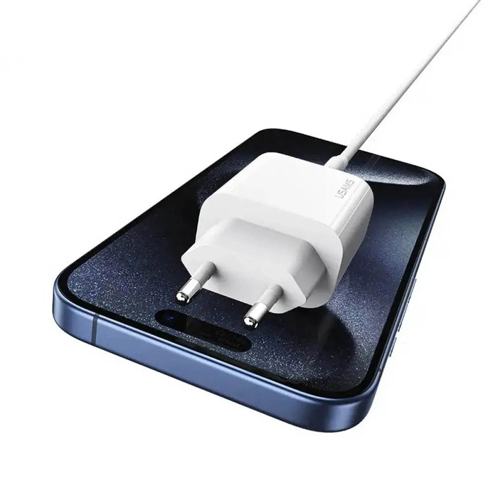 USAMS OY Fast Charger Kit - Yi Series (PD20W TYPE-C Fast Charger (EU)+SJ712 30W Type-C To Lightning Cable)