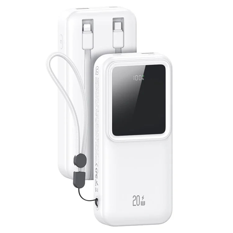 USAMS PD20W+QC3.0 Dual-port Digital Display Fast Charging Power Bank With Dual Cables-X-chel Series 20000mAh