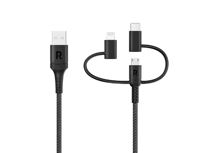 RAVPower RP-CB1033 3 in 1 cable Black Global Version A To Micro+type C+lightning