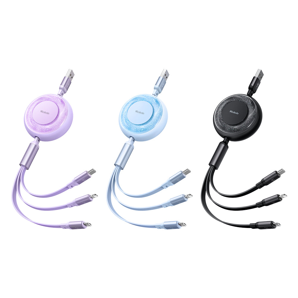 Mcdodo 3 in 1 66W USB-A to Lightning+Micro+Type-C Super Fast Charging Data Cable