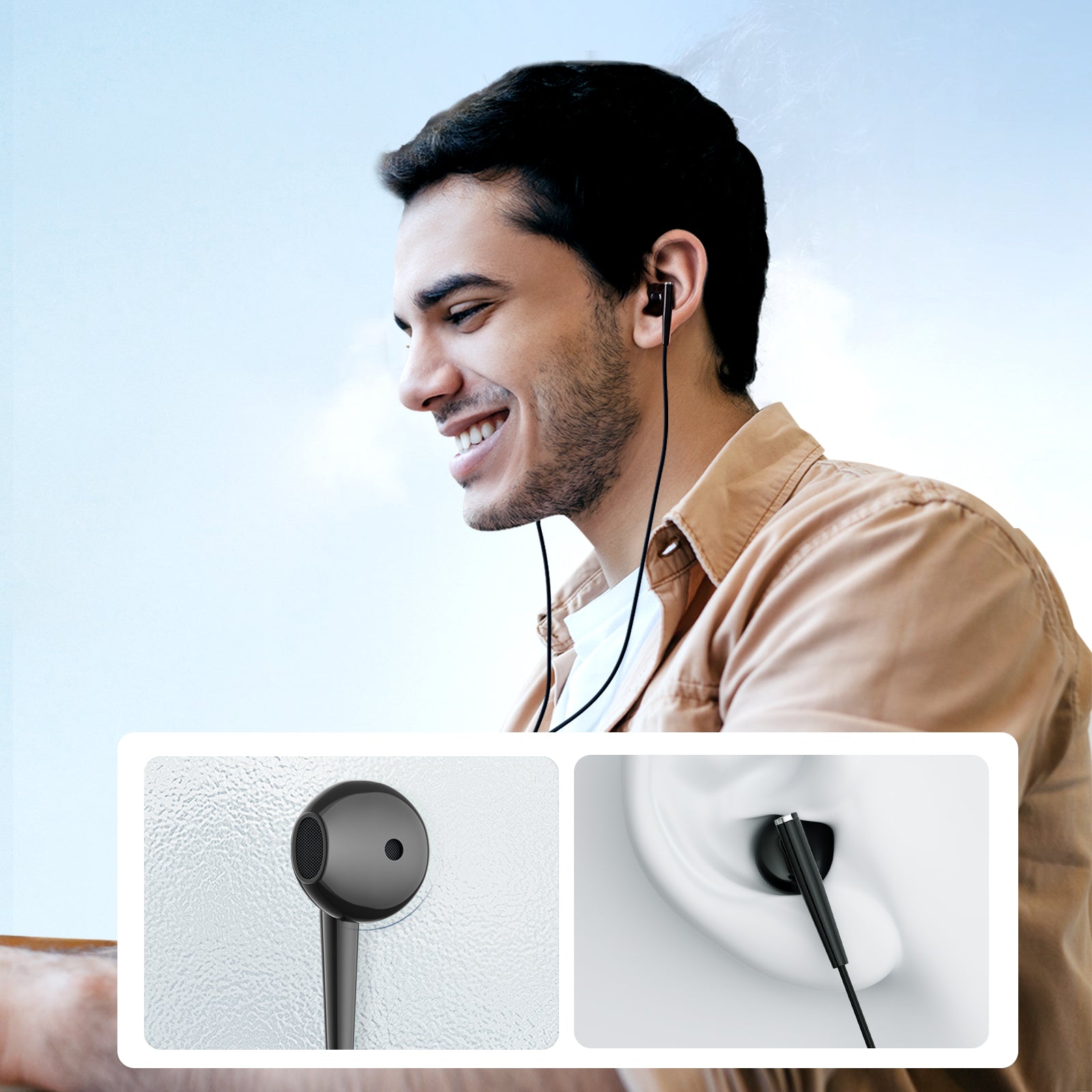 JoyRoom JR-EW04 Wired Series Half In-Ear Wired Earphones - PhoneBuzz
