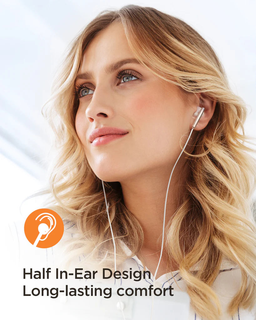 JoyRoom JR-EW06 Wired Series Half In-Ear Metal Wired Earphones - PhoneBuzz
