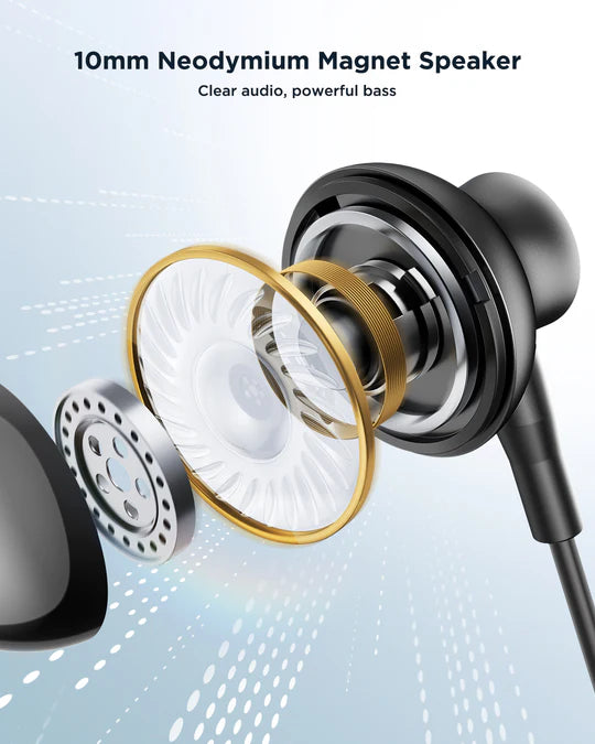 JoyRoomJR-EC07 TYPE-C Series Metal Half In-Ear Wired Earphones - PhoneBuzz