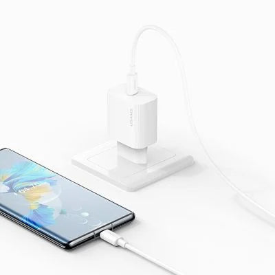 USAMS OY Fast Charger Kit - Yi Series (PD20W TYPE-C Fast Charger (EU)+SJ711 60W Type-C To Type-C Cable)