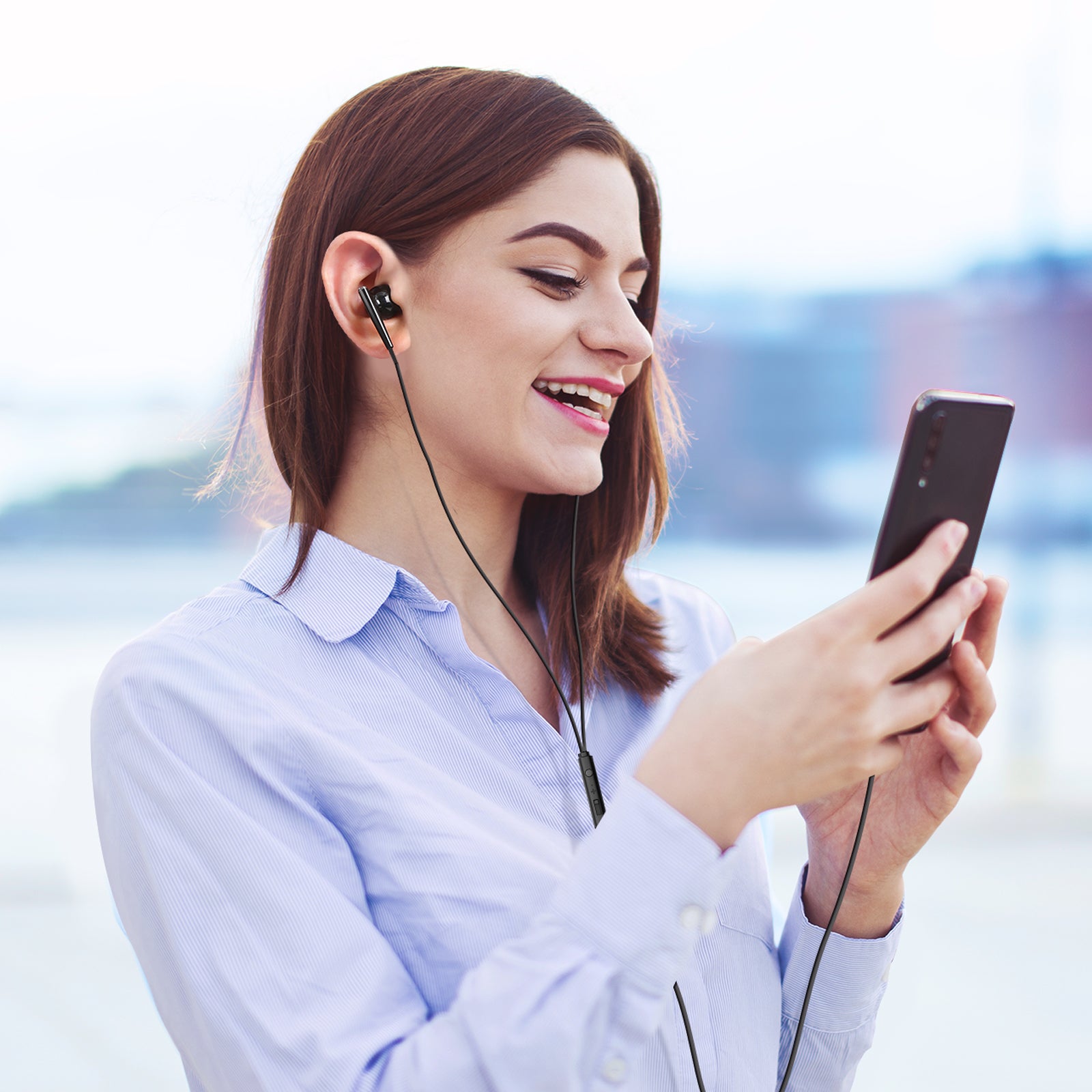 JoyRoom JR-EW04 Wired Series Half In-Ear Wired Earphones - PhoneBuzz
