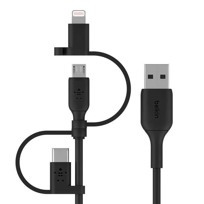 Belkin Universal Cable 15W (USB-A cable with USB-C,® Micro-USB and Lightning connectors) - PhoneBuzz