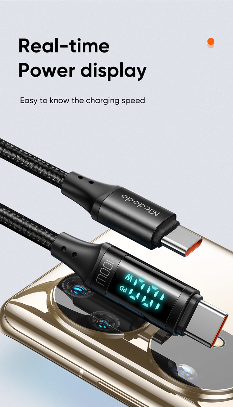 Mcdodo Digital Display 100W Type-C to Type-C Data Cable