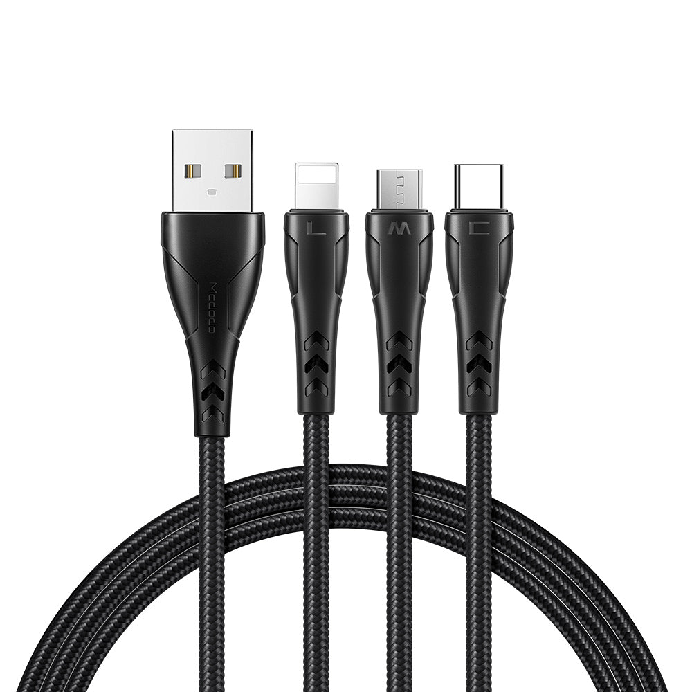 Mcdodo 3 in 1 USB-A to Lightning+Micro+Type-C Data Cable