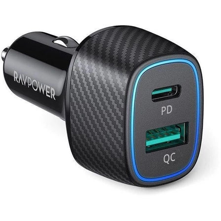 RAVPower RP-VC009 60W Dual Port QC24W+PD36W Car Charger