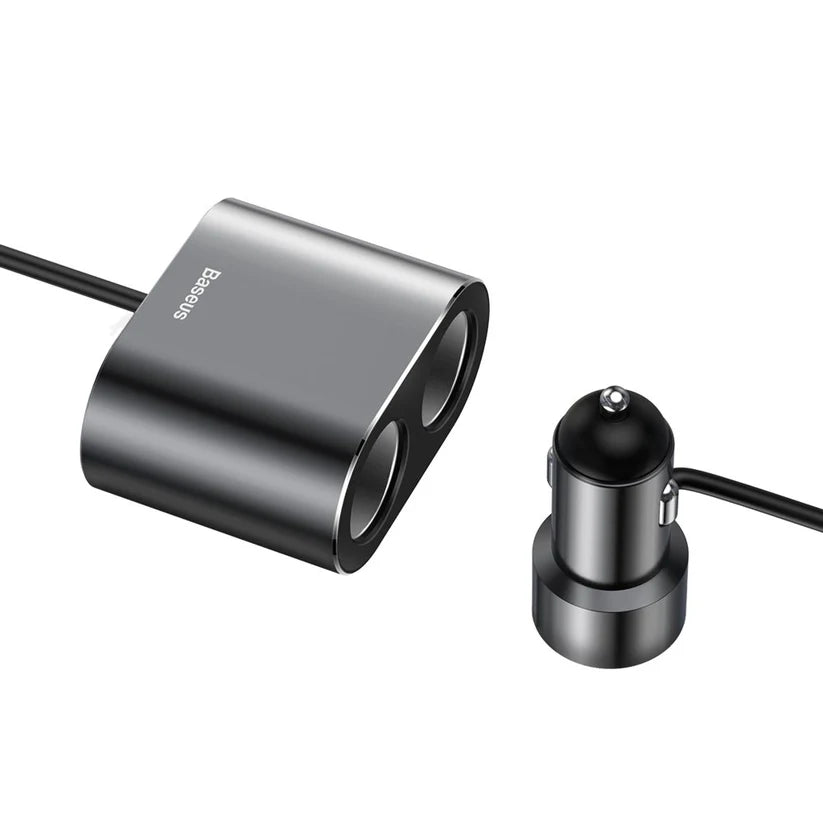 Baseus High Efficiency One to Two Cigarette Lighter(dual-cigarette lighter 80W +dual USB 3.1A)