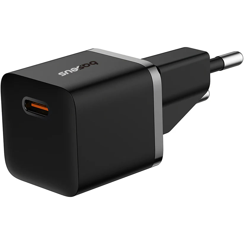 Baseus GaN5 Fast Charger(mini) 1C 20W EU Cluster Black(With: Baseus Dynamic 3 Series Fast Charging Data Cable Type-C to Type-C 100W 1m)